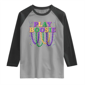 Funny Play Boosie Mardi Gras Raglan Shirt Beads Fat Tuesday Carnival TS11 Sport Gray Black Print Your Wear