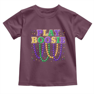 Funny Play Boosie Mardi Gras Toddler T Shirt Beads Fat Tuesday Carnival TS11 Maroon Print Your Wear