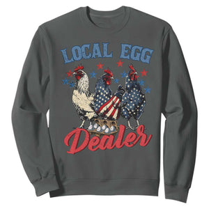 Funny Local Egg Dealer Sweatshirt Egg Farmer American Flag Chicken Easter TS11 Dark Heather Print Your Wear