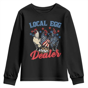 Funny Local Egg Dealer Youth Sweatshirt Egg Farmer American Flag Chicken Easter TS11 Black Print Your Wear