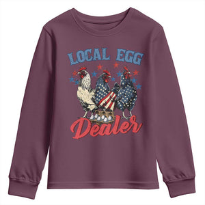 Funny Local Egg Dealer Youth Sweatshirt Egg Farmer American Flag Chicken Easter TS11 Maroon Print Your Wear