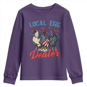Funny Local Egg Dealer Youth Sweatshirt Egg Farmer American Flag Chicken Easter TS11 Purple Print Your Wear