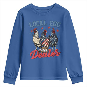 Funny Local Egg Dealer Youth Sweatshirt Egg Farmer American Flag Chicken Easter TS11 Royal Blue Print Your Wear
