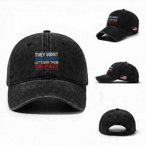 Funny They Want 1939 Germany Let's Give Them 1789 France Washed Cotton Baseball Cap Political History TS11 Washed Cap Universal Fit Black Print Your Wear