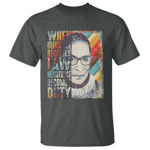When Injustice Becomes Law Resistance Becomes Duty T Shirt RBG Quote TS11 Dark Heather Print Your Wear