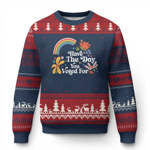 Have The Day You Voted For Ugly Christmas Sweater Retro Rainbow TS11 Navy Red Print Your Wear