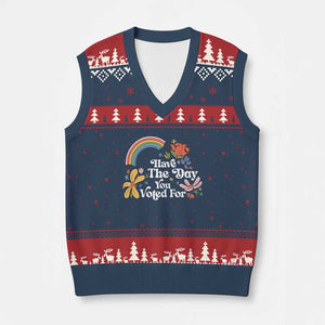 Have The Day You Voted For V-Neck Knit Sweater Vest Retro Rainbow TS11 Navy Red Print Your Wear
