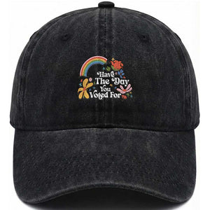 Have The Day You Voted For Washed Cotton Baseball Cap Retro Rainbow TS11 Print Your Wear