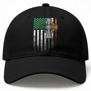 Irish Pride Baseball Cap American Flag Celtic Cross Shamrock St Patrick's Day TS11 Print Your Wear