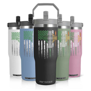 Irish Pride Flip Straw Tumbler American Flag Celtic Cross Shamrock St Patrick's Day TS11 Print Your Wear