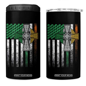 Irish Pride 4 in 1 Can Cooler Tumbler American Flag Celtic Cross Shamrock St Patrick's Day TS11 One Size: 16 oz Black Print Your Wear