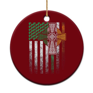Irish Pride Ceramic Ornament American Flag Celtic Cross Shamrock St Patrick's Day TS11 1pc Red Print Your Wear