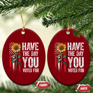 Have The Day You Voted For Ceramic Ornament Vintage American Flag Sunflower TS11 Print Your Wear