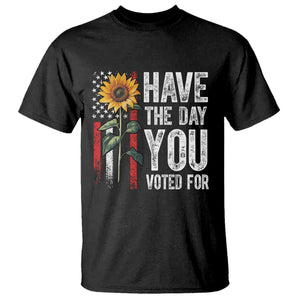 Have The Day You Voted For T Shirt - Vintage American Flag Sunflower Political Humor Tee TS11 Black Print Your Wear