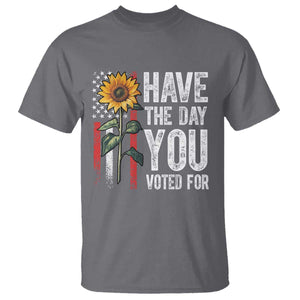 Have The Day You Voted For T Shirt - Vintage American Flag Sunflower Political Humor Tee TS11 Charcoal Print Your Wear