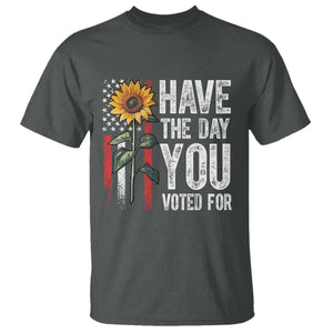Have The Day You Voted For T Shirt - Vintage American Flag Sunflower Political Humor Tee TS11 Dark Heather Print Your Wear