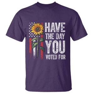 Have The Day You Voted For T Shirt - Vintage American Flag Sunflower Political Humor Tee TS11 Purple Print Your Wear
