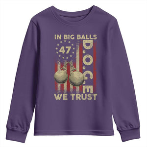 DOGE In Big Balls We Trust 2025 Youth Sweatshirt Vintage Betsy Ross Flag TS11 Purple Print Your Wear