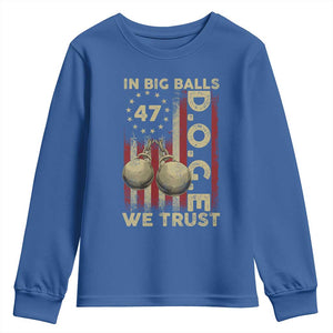 DOGE In Big Balls We Trust 2025 Youth Sweatshirt Vintage Betsy Ross Flag TS11 Royal Blue Print Your Wear