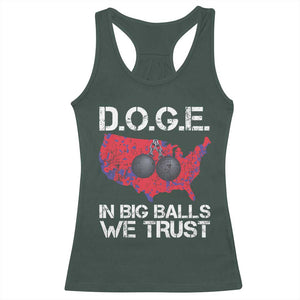 DOGE In Big Balls We Trust 2025 Racerback Tank Top Vintage American Map TS11 Dark Forest Green Print Your Wear