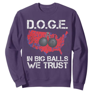 DOGE In Big Balls We Trust 2025 Sweatshirt Vintage American Map TS11 Purple Print Your Wear