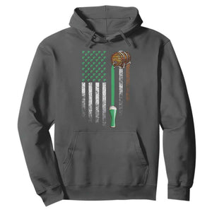 Funny St Patrick's Day Irish Beer Drinking Hoodie Vintage Irish American Flag TS11 Dark Heather Print Your Wear