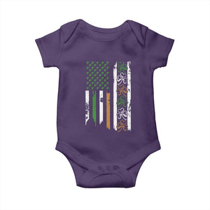 Funny Irish American Vintage Shamrock Flag Baby Onesie TS11 Purple Print Your Wear