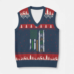 Funny Irish American Vintage Shamrock Flag V-Neck Knit Sweater Vest TS11 Navy Red Print Your Wear