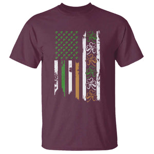 Funny Irish American Vintage Shamrock Flag T Shirt TS11 Maroon Print Your Wear