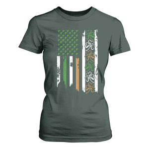 Funny Irish American Vintage Shamrock Flag T Shirt For Women TS11 Dark Forest Green Print Your Wear