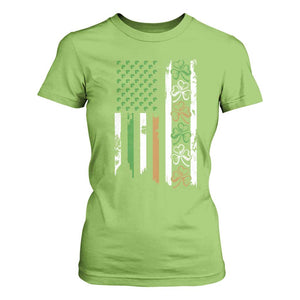 Funny Irish American Vintage Shamrock Flag T Shirt For Women TS11 Lime Print Your Wear