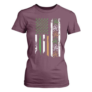 Funny Irish American Vintage Shamrock Flag T Shirt For Women TS11 Maroon Print Your Wear