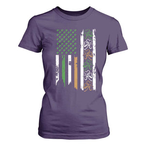 Funny Irish American Vintage Shamrock Flag T Shirt For Women TS11 Purple Print Your Wear