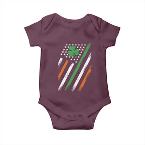 Funny Irish American Flag Shamrock Baby Onesie TS11 Maroon Print Your Wear