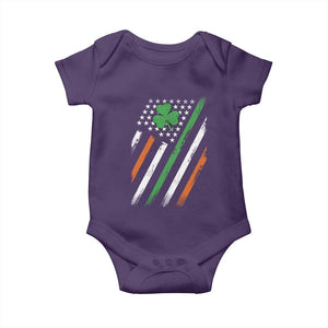 Funny Irish American Flag Shamrock Baby Onesie TS11 Purple Print Your Wear