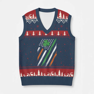Funny Irish American Flag Shamrock V-Neck Knit Sweater Vest TS11 Navy Red Print Your Wear