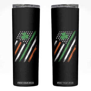 Funny Irish American Flag Shamrock Skinny Tumbler TS11 Black Print Your Wear