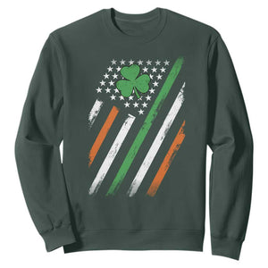 Funny Irish American Flag Shamrock Sweatshirt TS11 Dark Forest Green Print Your Wear