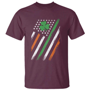 Funny Irish American Flag Shamrock T Shirt TS11 Maroon Print Your Wear