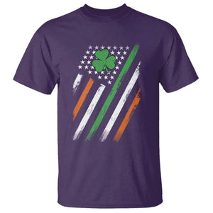 Funny Irish American Flag Shamrock T Shirt TS11 Purple Print Your Wear