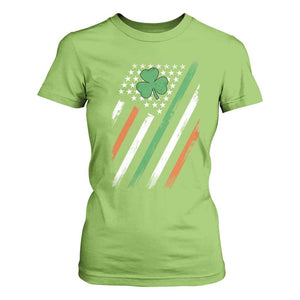 Funny Irish American Flag Shamrock T Shirt For Women TS11 Lime Print Your Wear