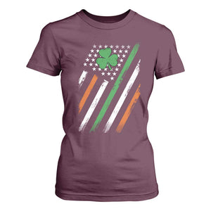 Funny Irish American Flag Shamrock T Shirt For Women TS11 Maroon Print Your Wear
