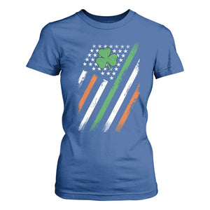 Funny Irish American Flag Shamrock T Shirt For Women TS11 Royal Blue Print Your Wear