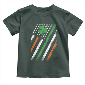 Funny Irish American Flag Shamrock Toddler T Shirt TS11 Dark Forest Green Print Your Wear
