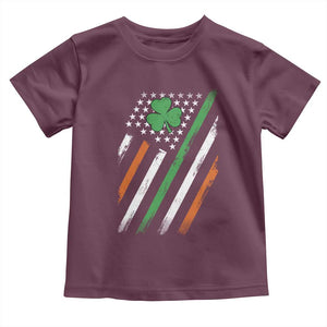 Funny Irish American Flag Shamrock Toddler T Shirt TS11 Maroon Print Your Wear