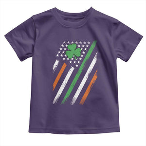 Funny Irish American Flag Shamrock Toddler T Shirt TS11 Purple Print Your Wear