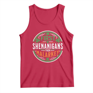 Funny First Shenanigans Then Malarkey Tank Top Irish Shamrock St Patrick's Day TS11 Red Print Your Wear
