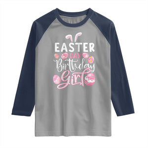 Funny Easter Day Birthday Girl Raglan Shirt Born On Easter Day Eggs TS11 Sport Gray Navy Print Your Wear