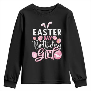 Funny Easter Day Birthday Girl Youth Sweatshirt Born On Easter Day Eggs TS11 Black Print Your Wear
