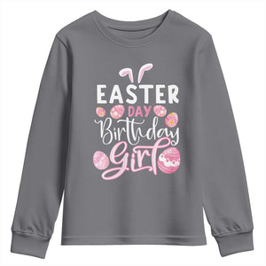 Funny Easter Day Birthday Girl Youth Sweatshirt Born On Easter Day Eggs TS11 Charcoal Print Your Wear